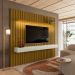 Painel Ripado com Rack Suspenso até 70 Polegadas Tulum com LED 1 PT 2 GV Cedro e Off White Alt 218 Larg 222 cm