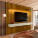 Painel Ripado com Rack Suspenso até 70 Polegadas Tulum com LED 1 PT 2 GV Cedro e Off White Alt 242 Larg 222 cm