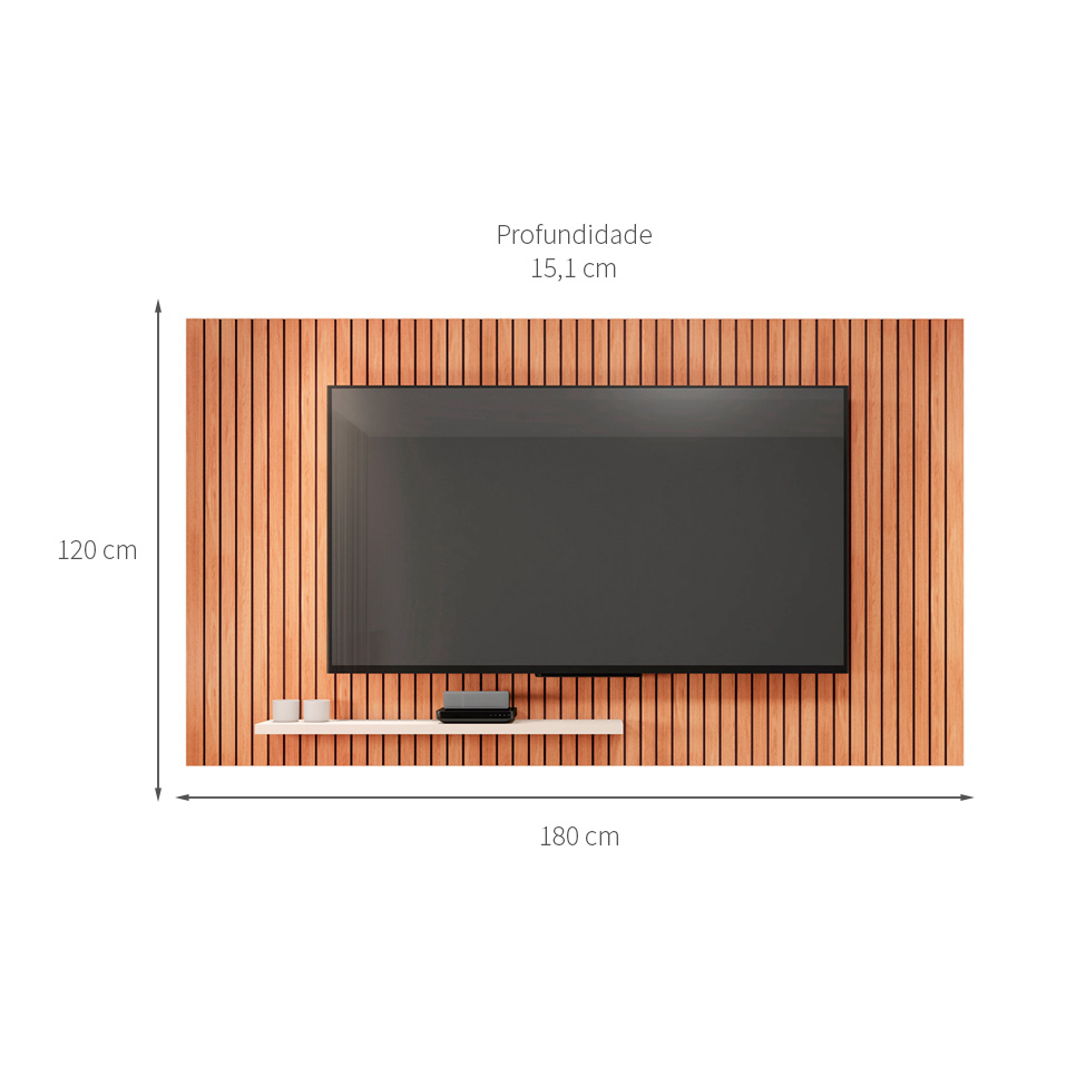 Painel Ripado para TV até 70 Polegadas Aegon Freijó