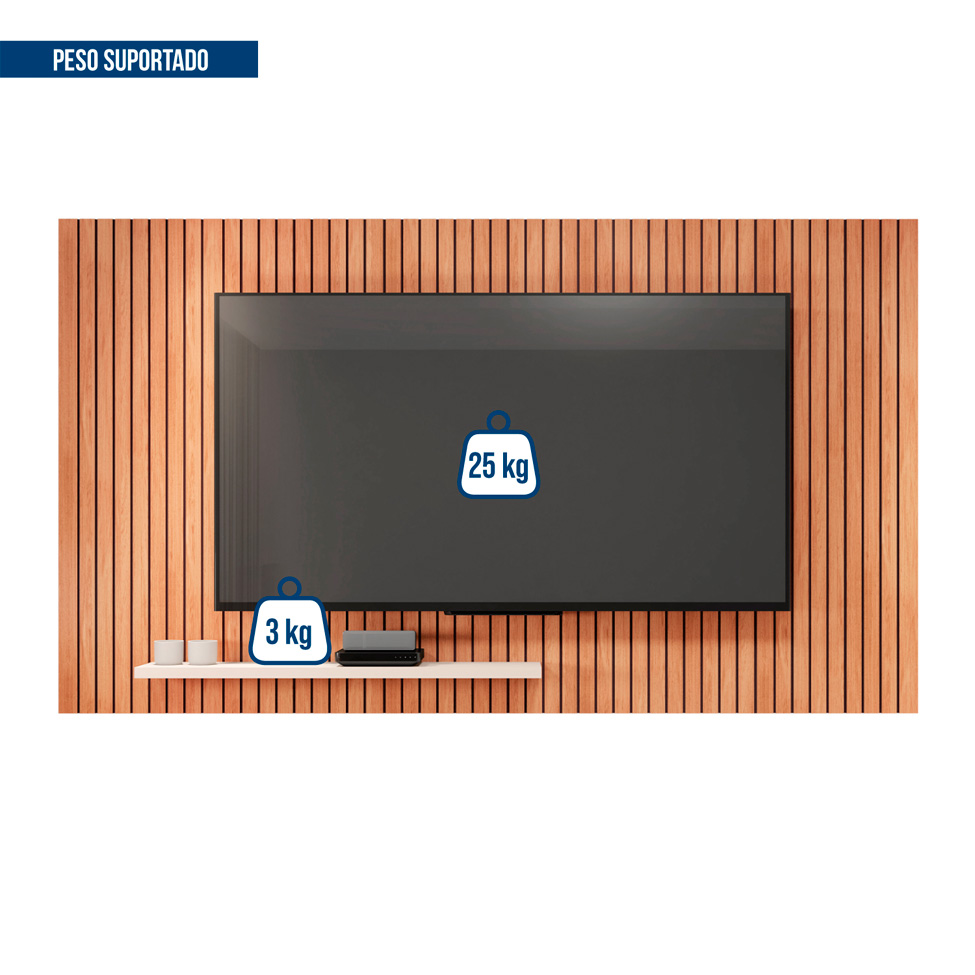 Painel Ripado para TV até 70 Polegadas Aegon Freijó