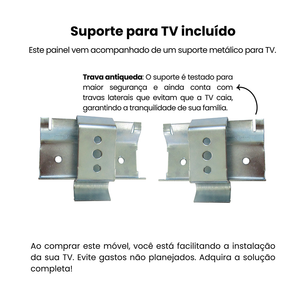 Painel com Rack Suspenso até 72 Polegadas Toronto 2 PT Cinamomo e Off White