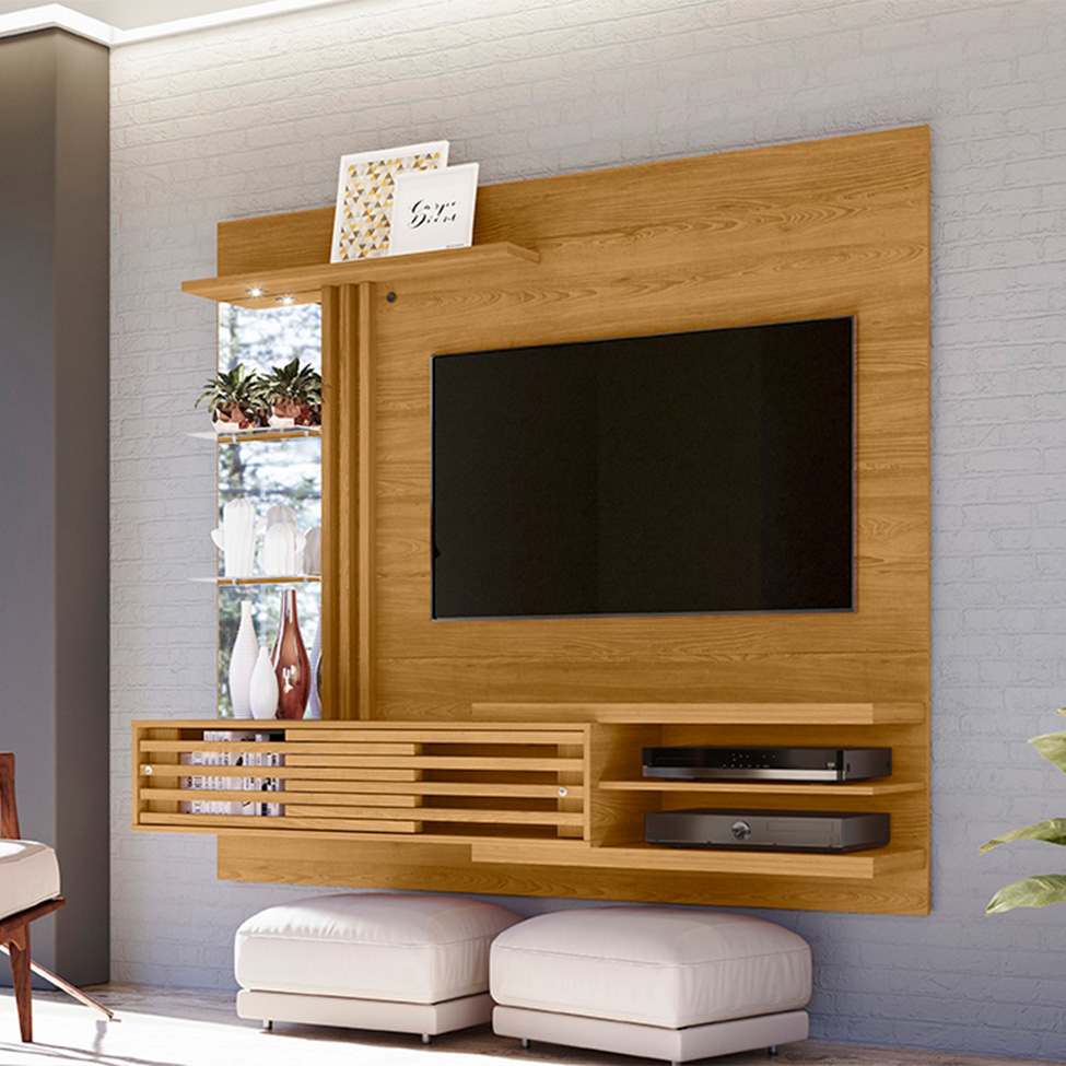 Painel com Rack Suspenso para TV até 55 Polegadas Frizz Supreme 2 Portas Cumaru