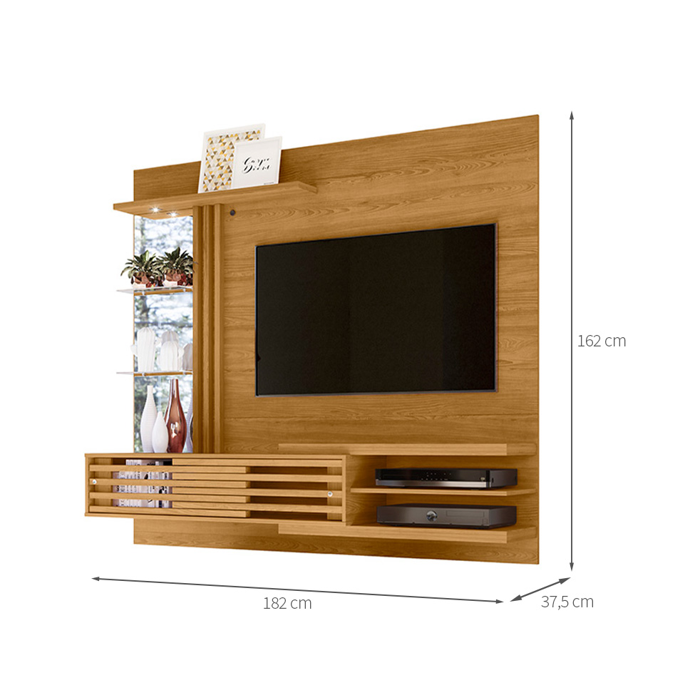 Painel com Rack Suspenso para TV até 55 Polegadas Frizz Supreme 2 Portas Cumaru