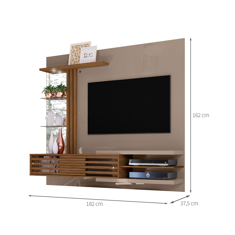 Painel com Rack Suspenso para TV até 55 Polegadas Frizz Supreme 2 Portas Fendi e Naturale