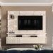 Painel com Rack Suspenso para TV até 65 Polegadas Atena 2 Portas Off White e Calacata
