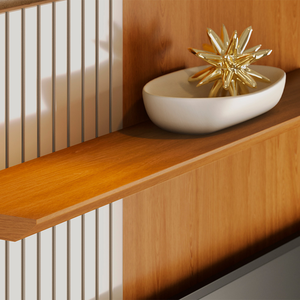 Painel com Rack Suspenso para TV até 65 Polegadas Aurora 1 Porta Cinamomo e Off White