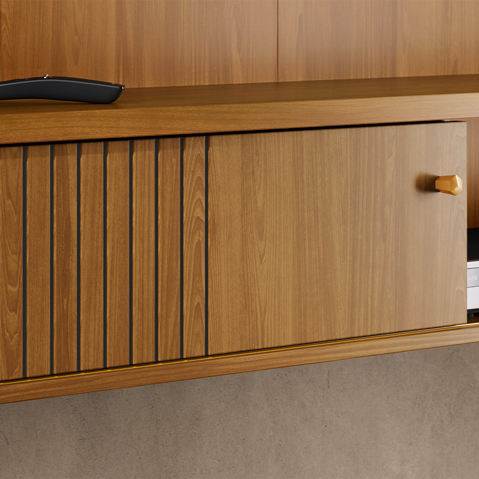 Painel com Rack Suspenso para TV até 65 Polegadas Aurora 1 Porta Cumaru