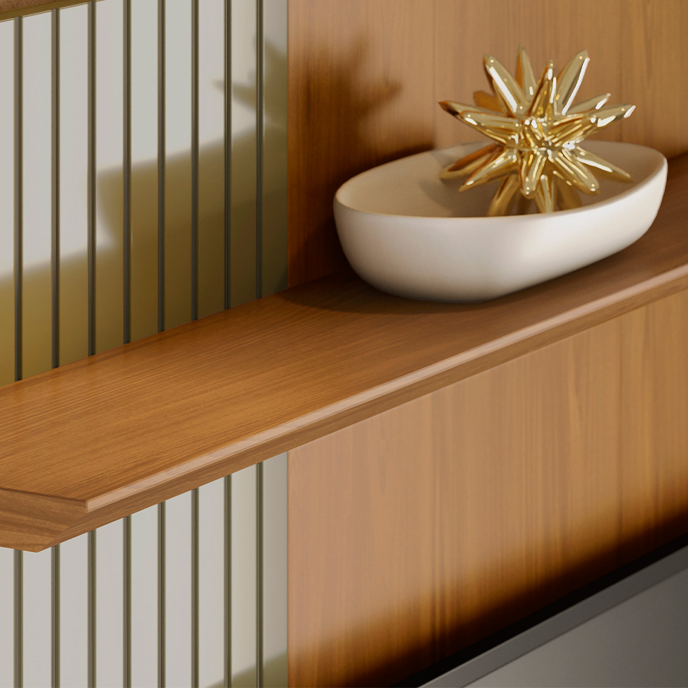 Painel com Rack Suspenso para TV até 65 Polegadas Aurora 1 Porta Cumaru e Opala