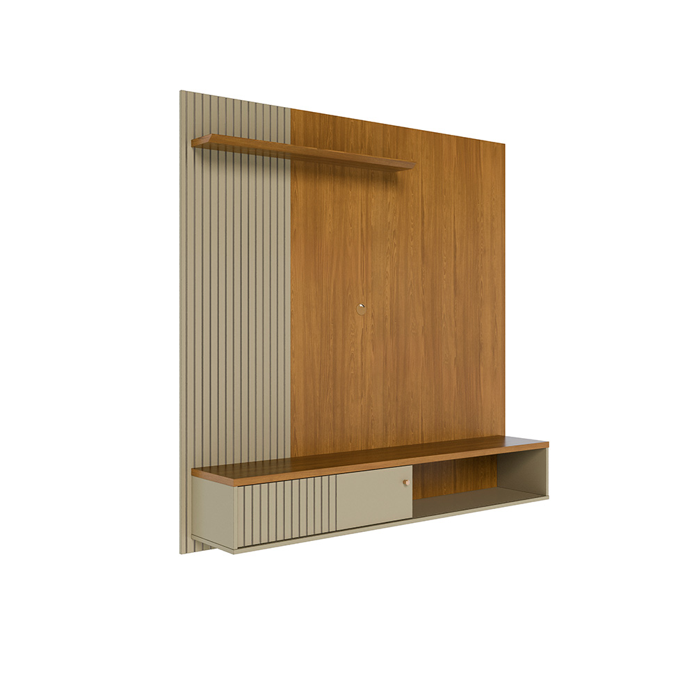 Painel com Rack Suspenso para TV até 65 Polegadas Aurora 1 Porta Cumaru e Opala