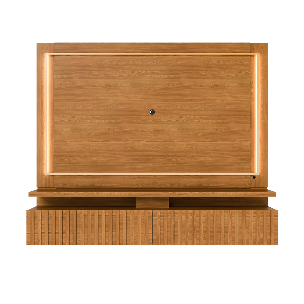 Painel com Rack Suspenso para TV até 75 Polegadas Gaia 2 Gavetas Cumaru