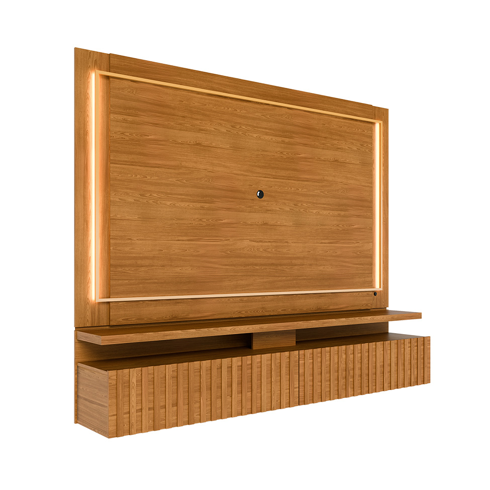 Painel com Rack Suspenso para TV até 75 Polegadas Gaia 2 Gavetas Cumaru