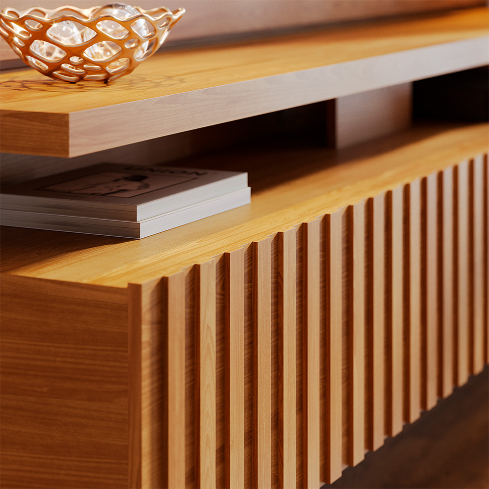 Painel com Rack Suspenso para TV até 75 Polegadas Gaia 2 Gavetas Cumaru