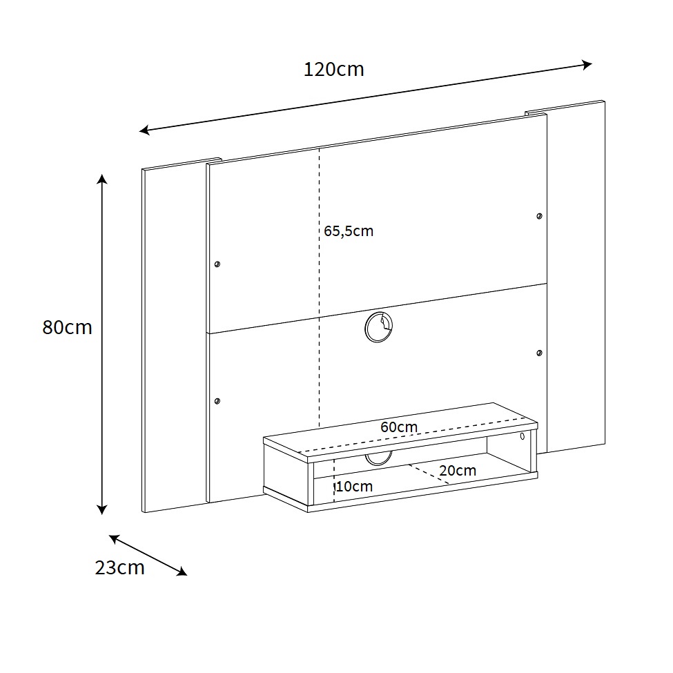 Painel para TV até 47 Polegadas Cine Flex Cedro e Off White