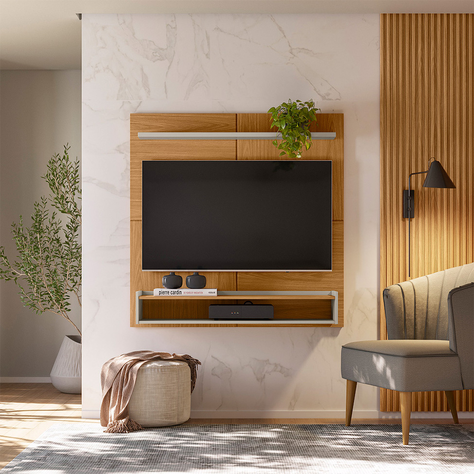 Painel para TV até 50 Polegadas Creta Nature e Off White