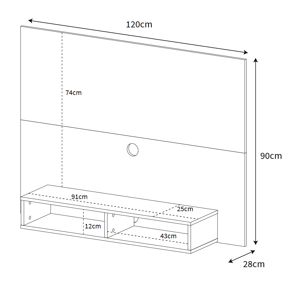 Painel para TV até 50 Polegadas Flash Branco