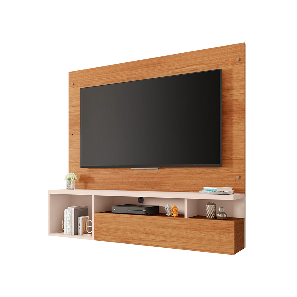 Painel para TV até 55 Polegadas Brasil 1 PT Freijó e Off White