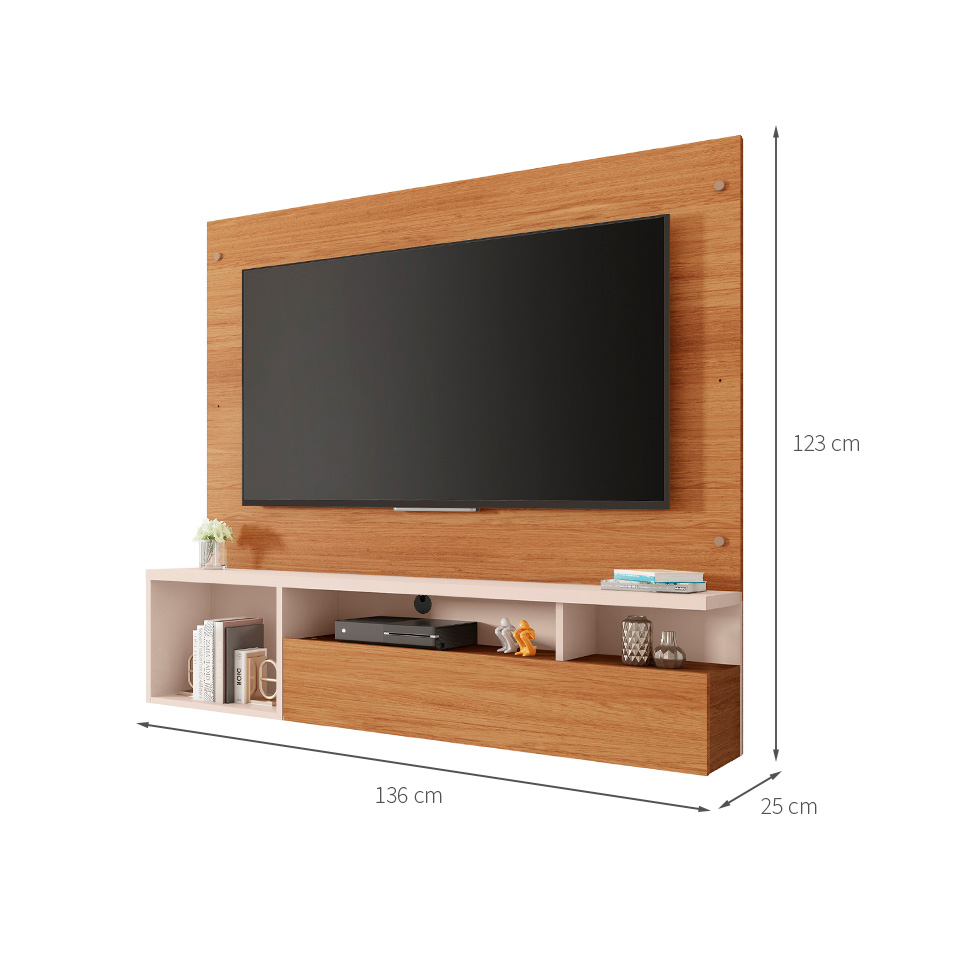 Painel para TV até 55 Polegadas Brasil 1 PT Freijó e Off White