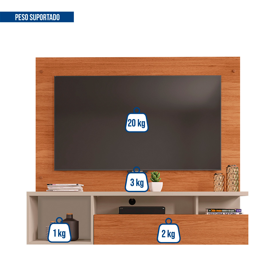 Painel para TV até 55 Polegadas Brasil 1 PT Freijó e Off White