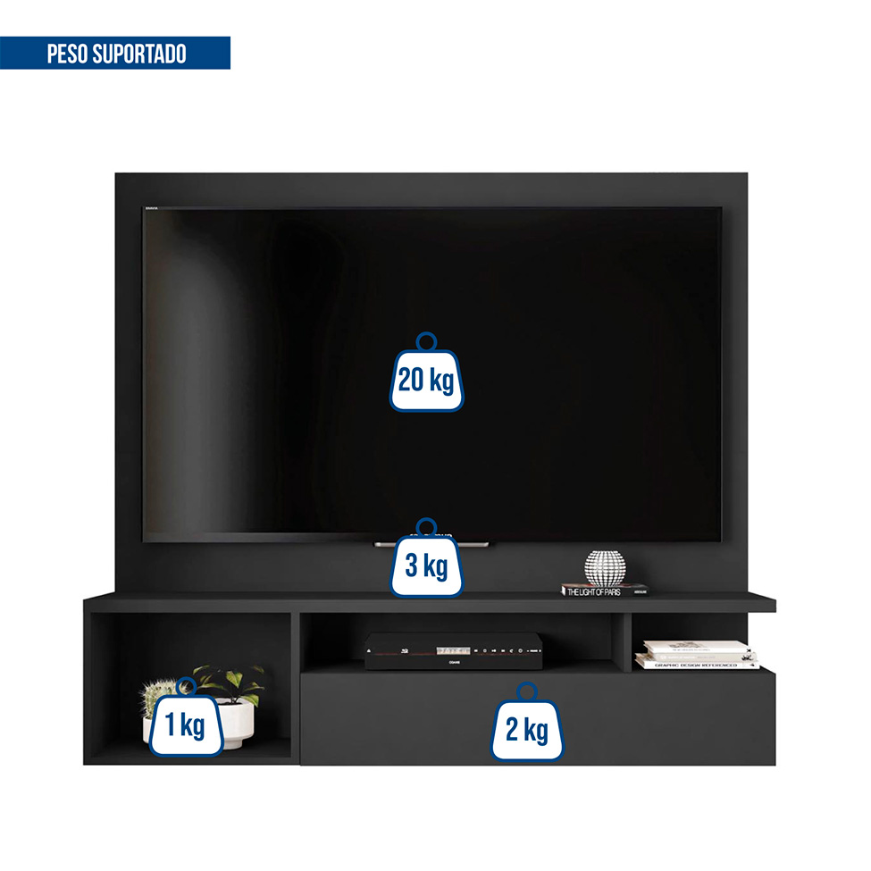 Painel para TV até 55 Polegadas Brasil 1 PT Preto
