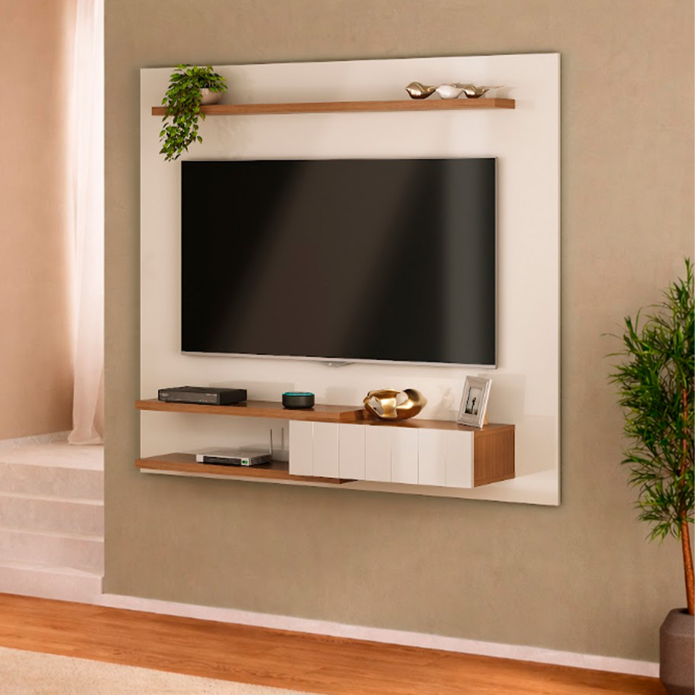 Painel para TV até 55 Polegadas Monza Off White e Cinamomo