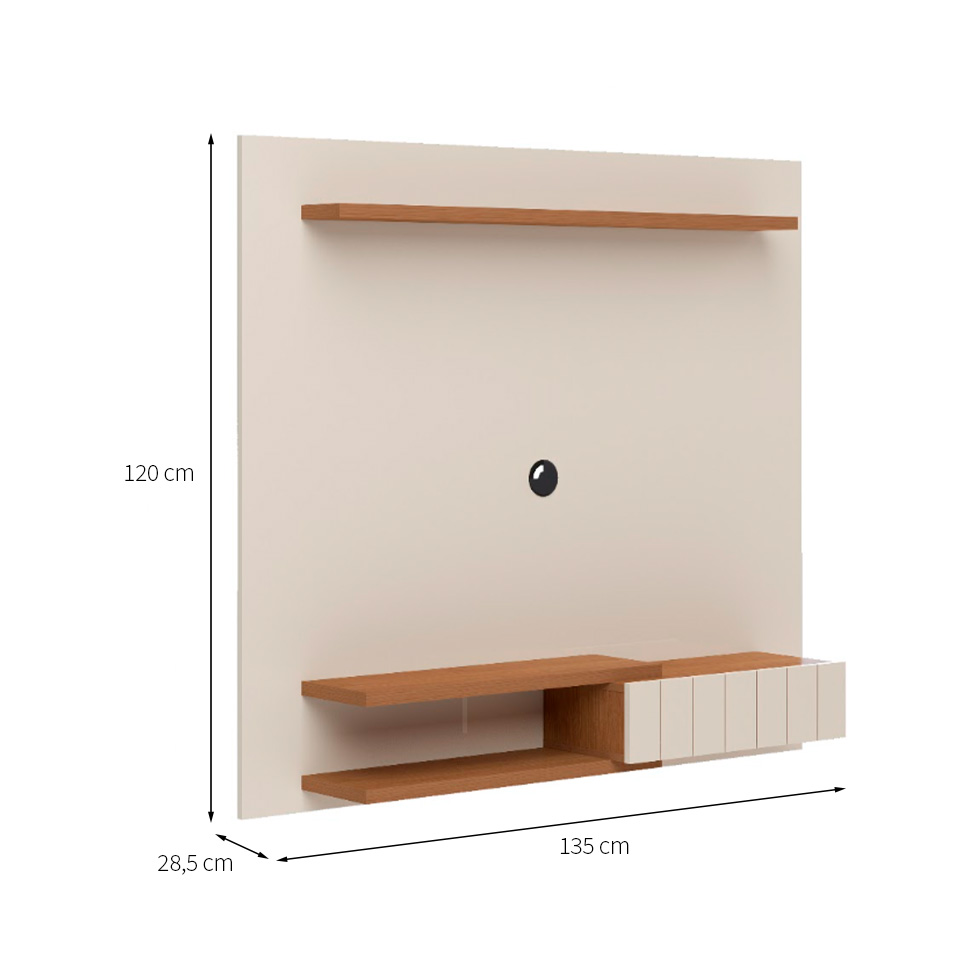 Painel para TV até 55 Polegadas Monza Off White e Cinamomo