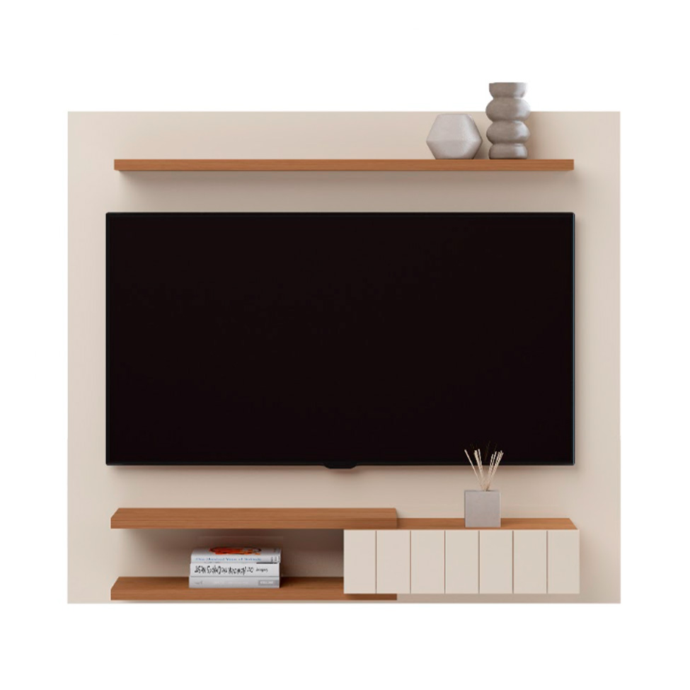 Painel para TV até 55 Polegadas Monza Off White e Cinamomo