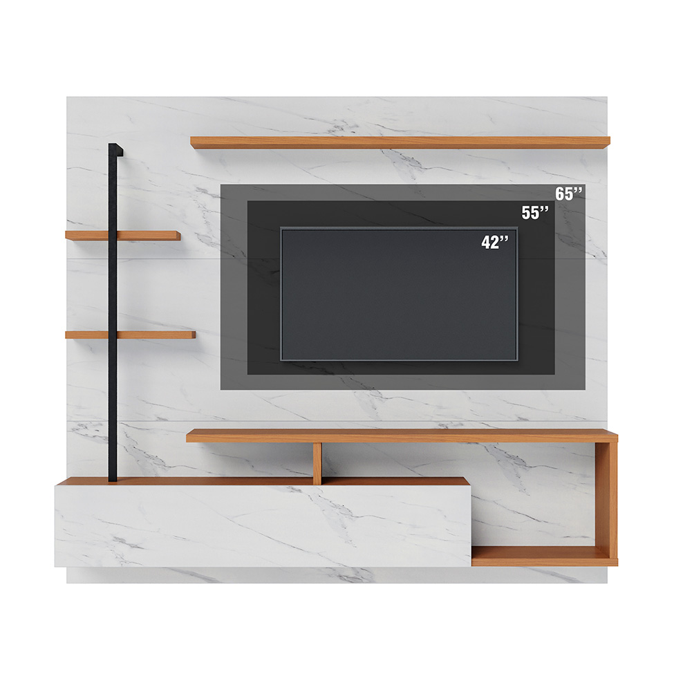 Painel para TV até 58 Polegadas Maragogi com LED 1 PT Branco e Freijó