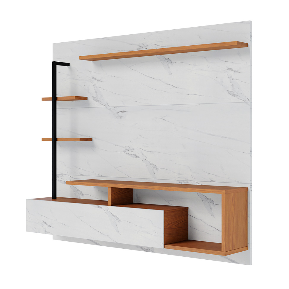 Painel para TV até 58 Polegadas Maragogi com LED 1 PT Branco e Freijó