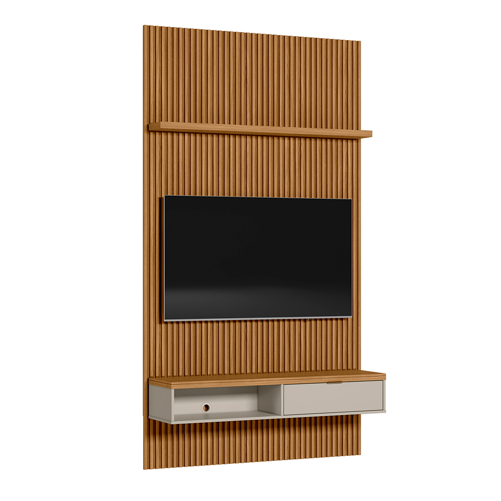 Painel para TV até 60 Polegadas Anne 1 PT Nature e Off White 140 cm