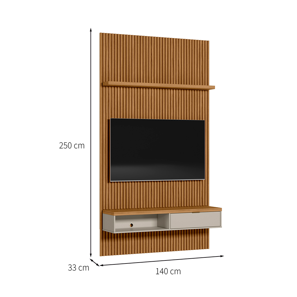 Painel para TV até 60 Polegadas Anne 1 PT Nature e Off White 140 cm