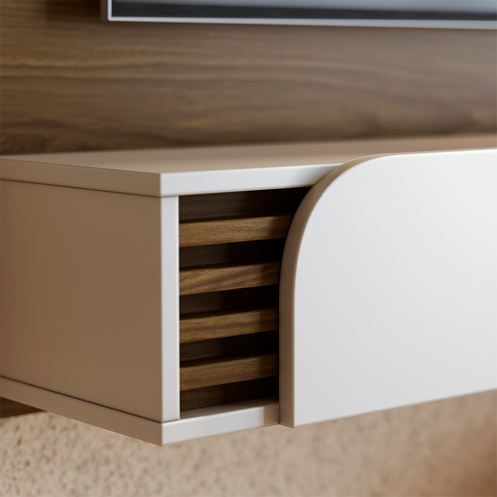 Painel para TV até 60 Polegadas Jurerê 1 PT Amêndoa e Off White
