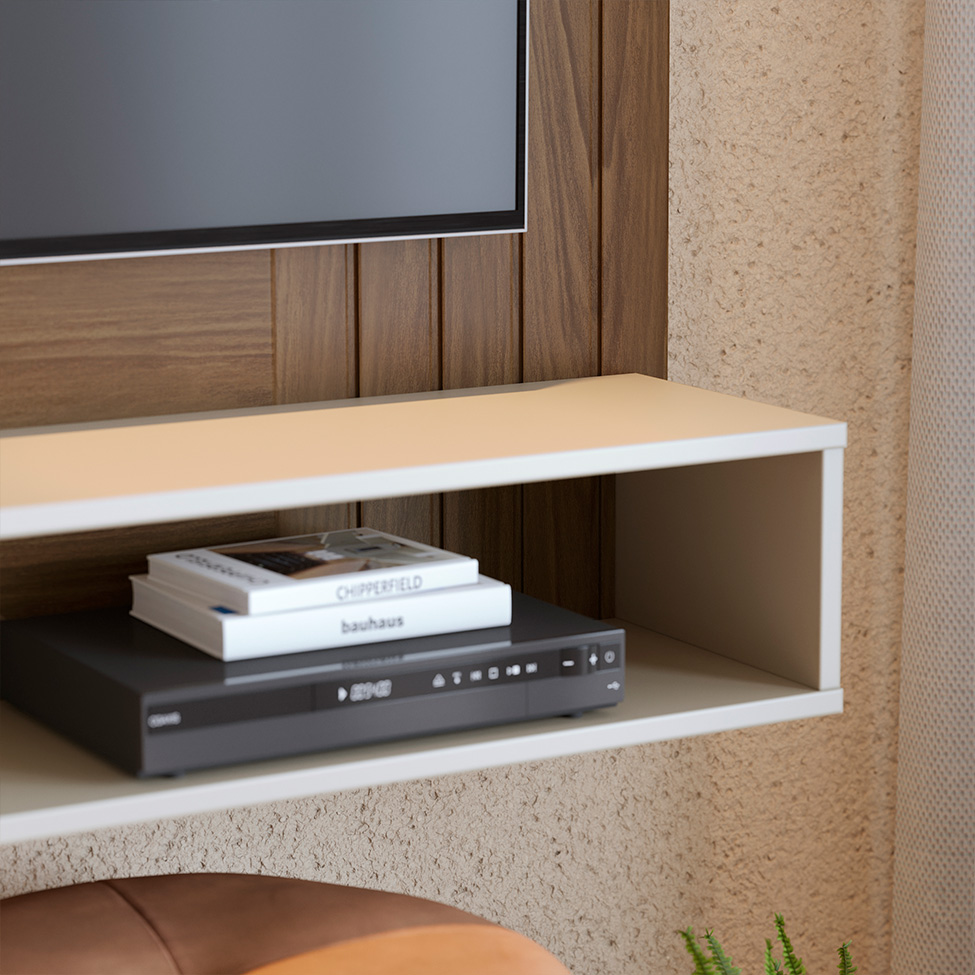 Painel para TV até 60 Polegadas Jurerê 1 PT Amêndoa e Off White