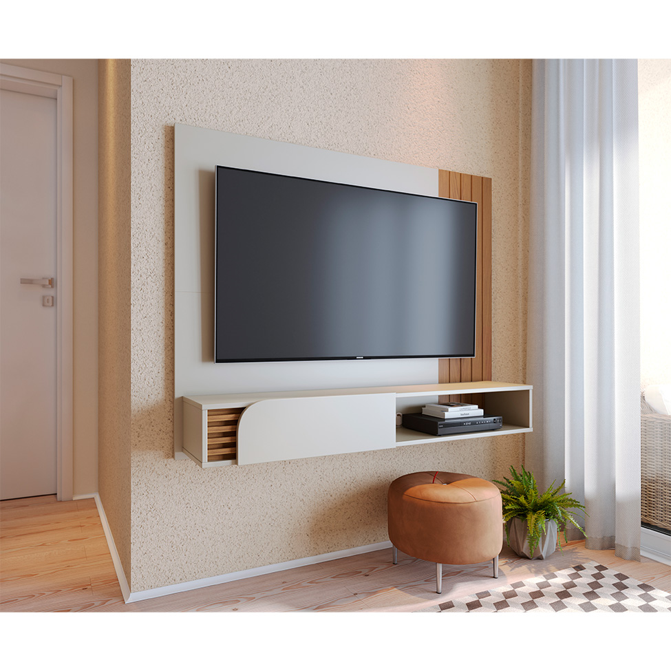 Painel para TV até 60 Polegadas Jurerê 1 PT Off White e Freijó
