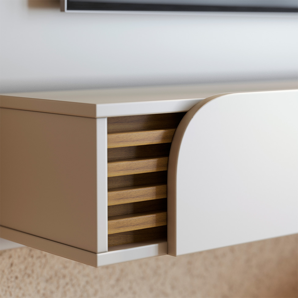 Painel para TV até 60 Polegadas Jurerê 1 PT Off White e Freijó