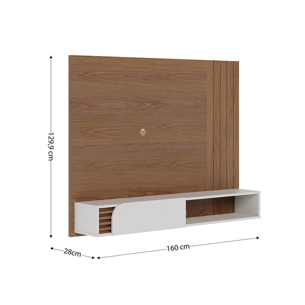 Painel para TV até 60 Polegadas Jurerê 1 Porta Off White e Amêndoa