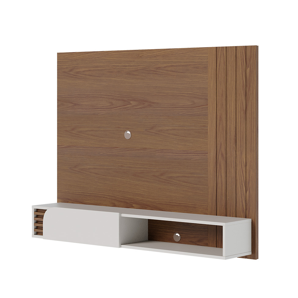 Painel para TV até 60 Polegadas Jurerê 1 Porta Off White e Amêndoa