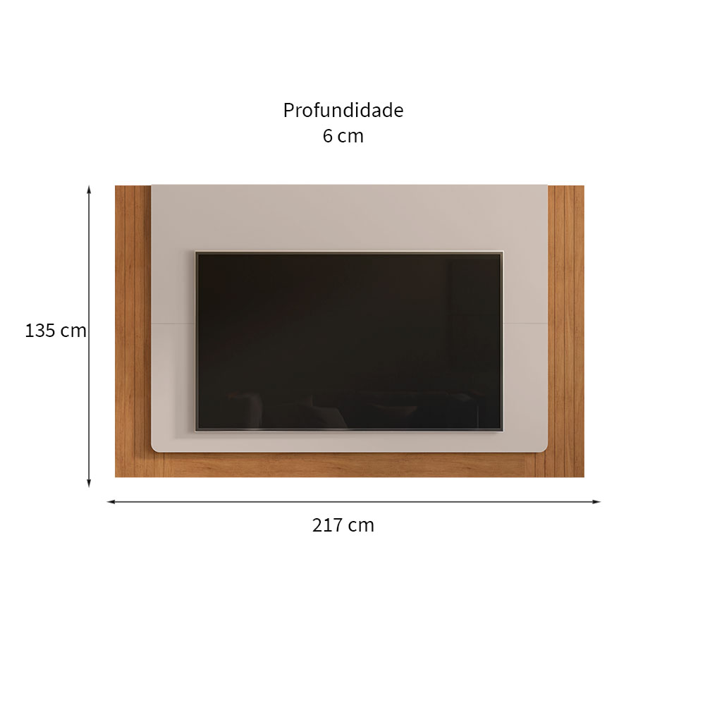 Painel para TV até 60 Polegadas Roma Off White e Cedro