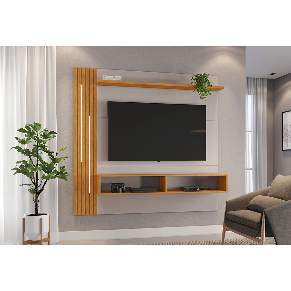 Painel para TV até 65 Polegadas Agrado Off White e Cinamomo