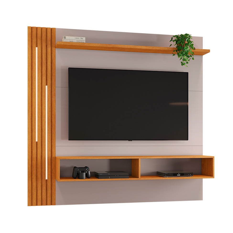 Painel para TV até 65 Polegadas Agrado Off White e Cinamomo