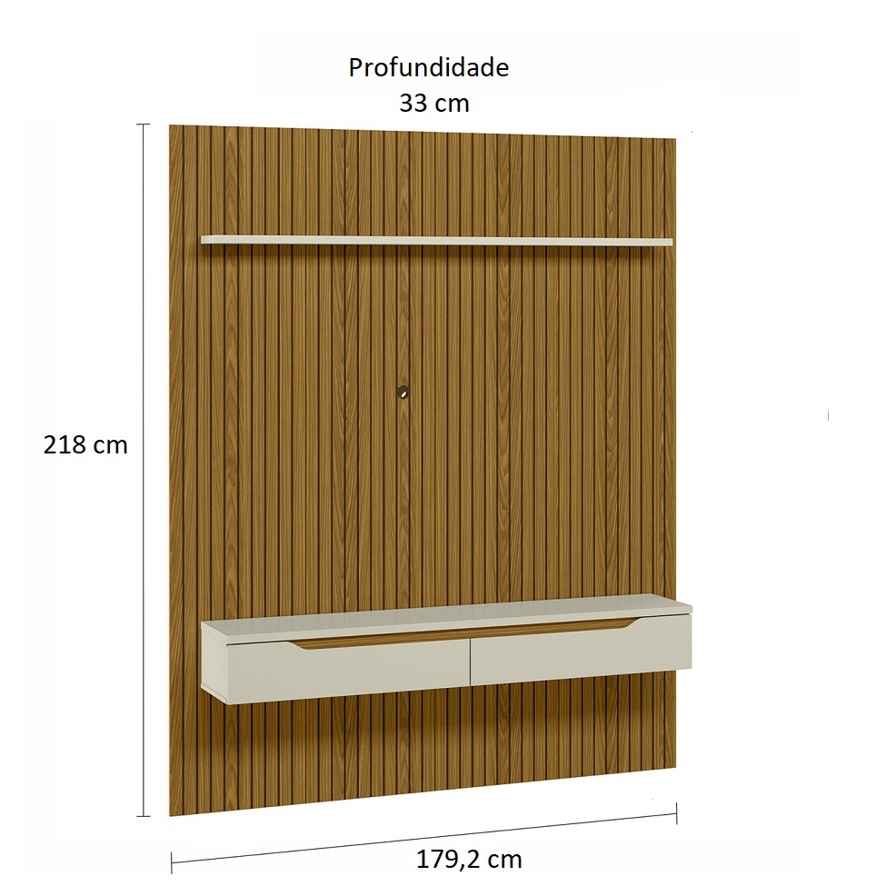 Painel para TV até 65 Polegadas Duetto 2 PT Cedro e Off White