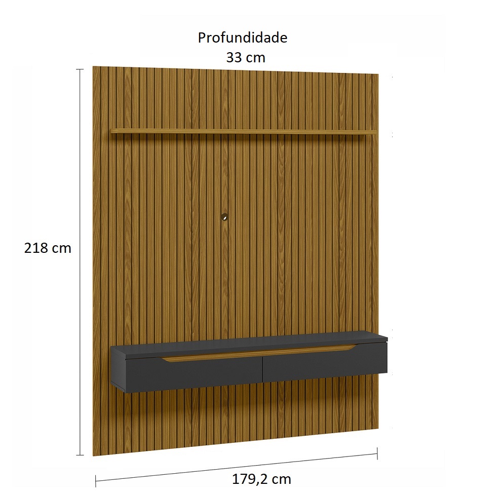 Painel para TV até 65 Polegadas Duetto 2 PT Cedro e Preto