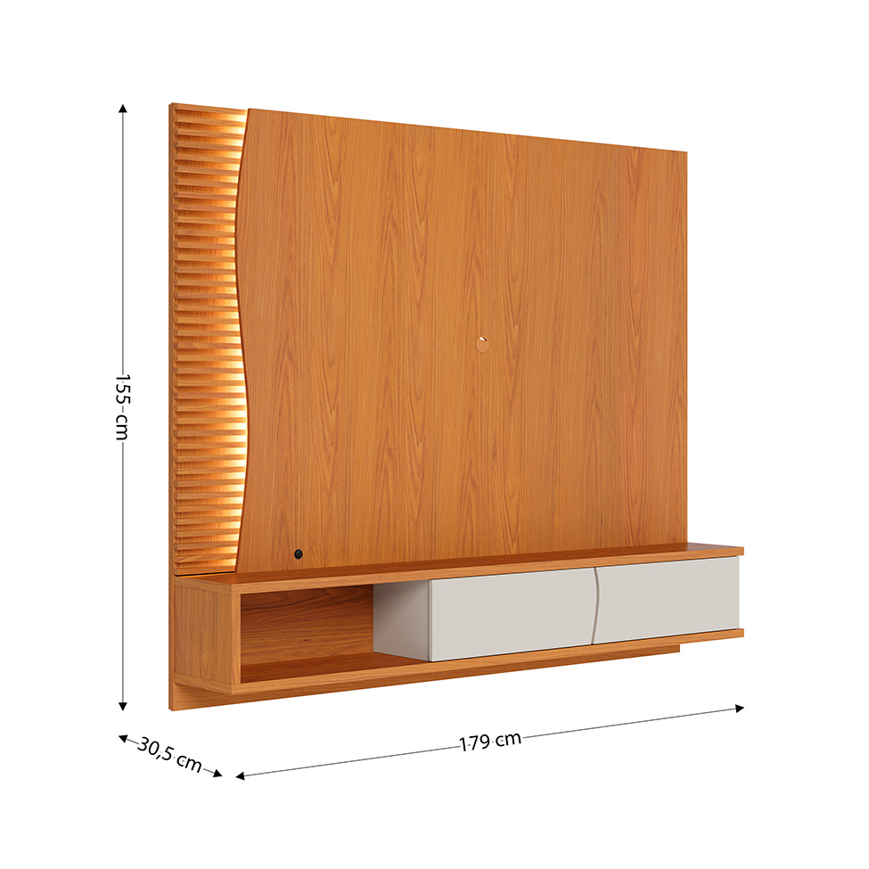 Painel para TV até 65 Polegadas Egeu com LED 2 Portas Freijó e Off White