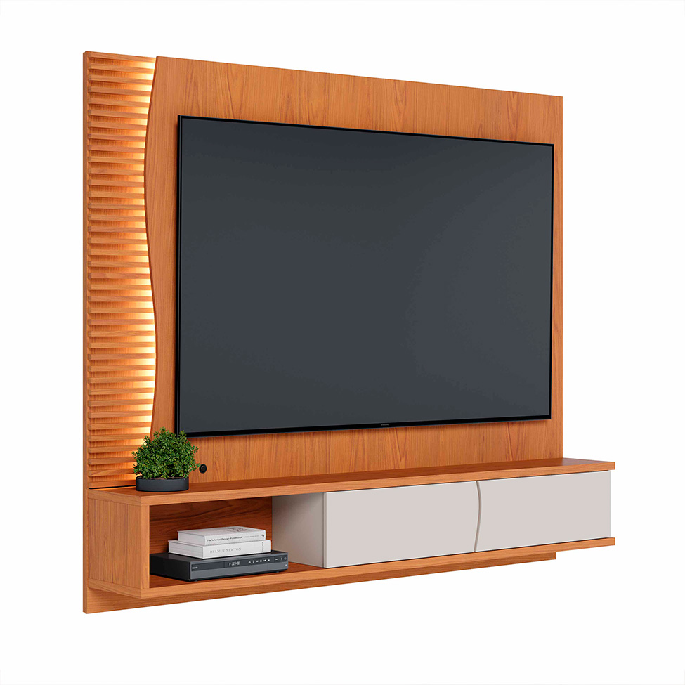 Painel para TV até 65 Polegadas Egeu com LED 2 Portas Freijó e Off White