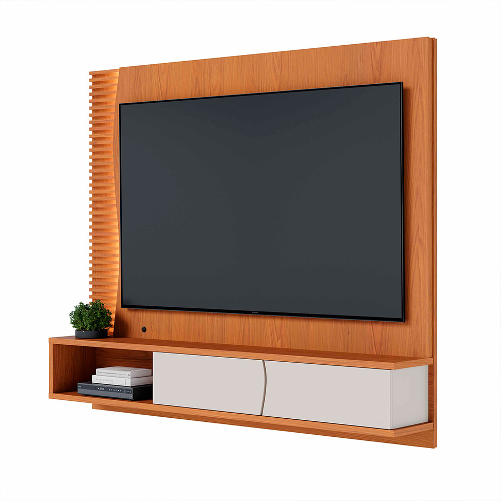 Painel para TV até 65 Polegadas Egeu com LED 2 Portas Freijó e Off White