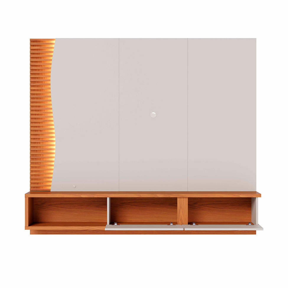 Painel para TV até 65 Polegadas Egeu com LED 2 Portas Off White e Freijó