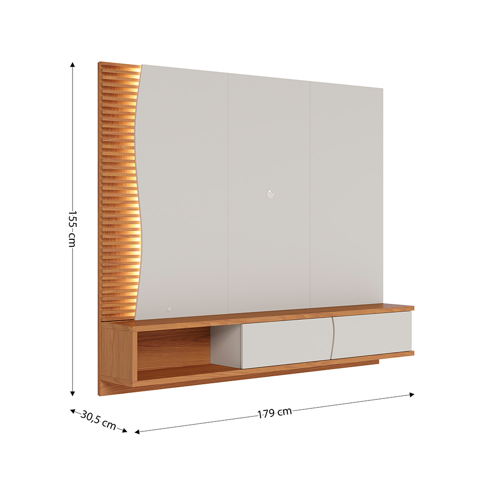 Painel para TV até 65 Polegadas Egeu com LED 2 Portas Off White e Freijó