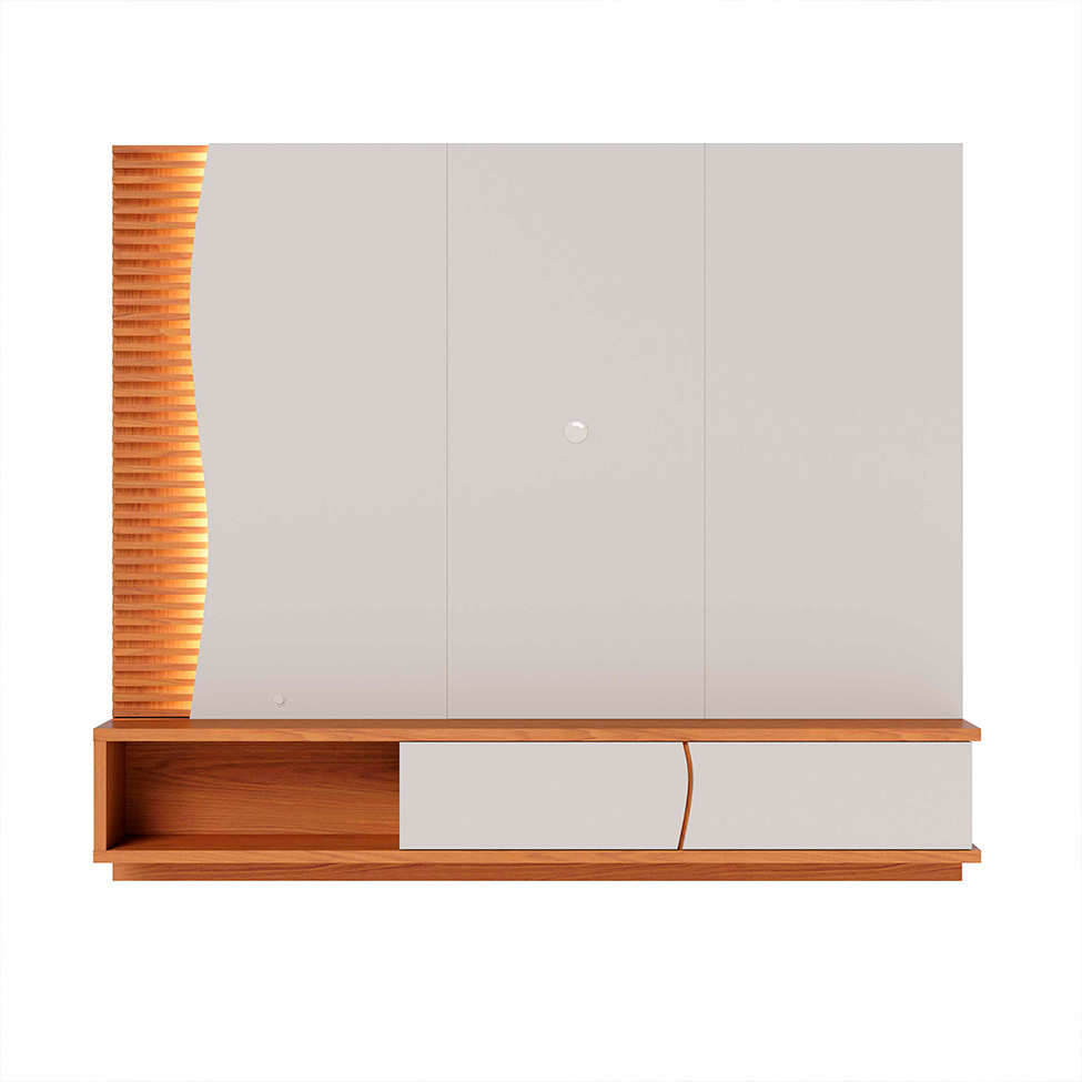 Painel para TV até 65 Polegadas Egeu com LED 2 Portas Off White e Freijó