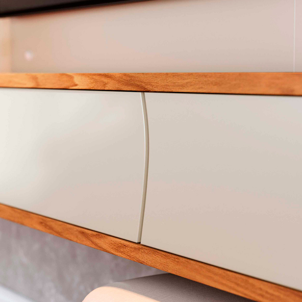 Painel para TV até 65 Polegadas Egeu com LED 2 Portas Off White e Freijó