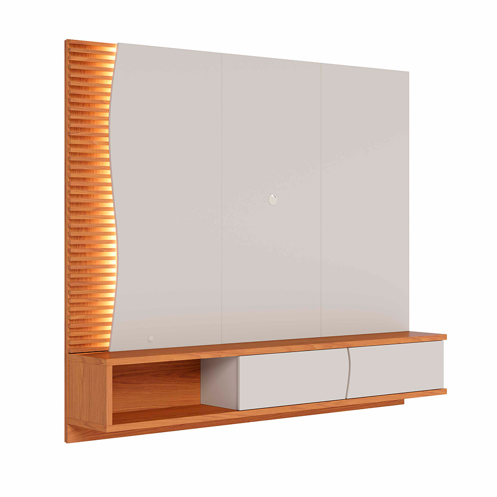 Painel para TV até 65 Polegadas Egeu com LED 2 Portas Off White e Freijó