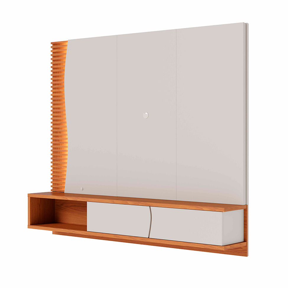Painel para TV até 65 Polegadas Egeu com LED 2 Portas Off White e Freijó